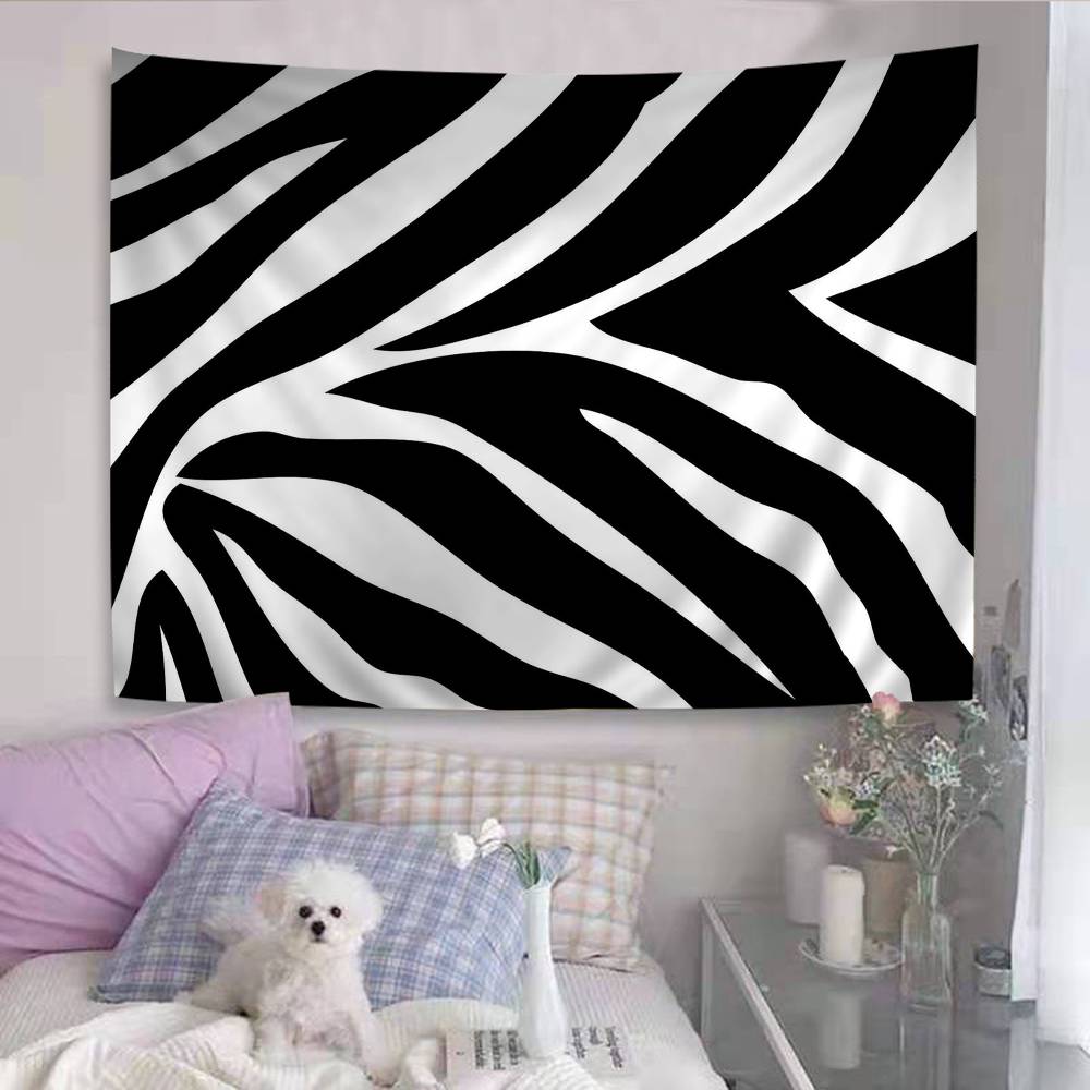 Black White Print Zebra Printed Large Wall Tapestry Indian Buddha Wall Decoration Witchcraft Bohemian Hippie Wall Art Decor