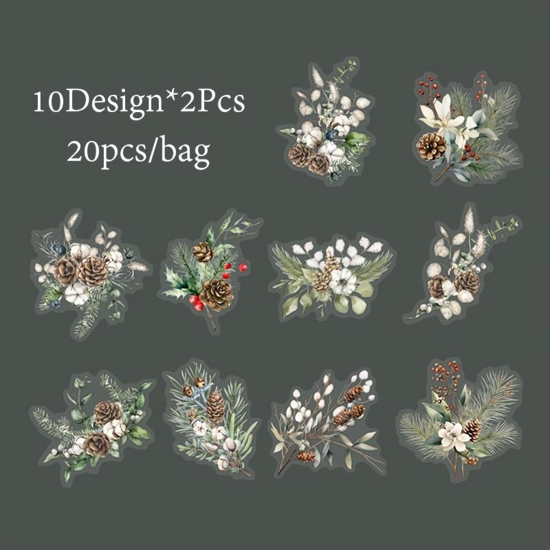 Mr.Paper,20PCS, Plant Themed Stickers, DIY Decorative Scrapbook Notebook Photo Frame Diary Stationery Flower Leaf Stickers Gifts
