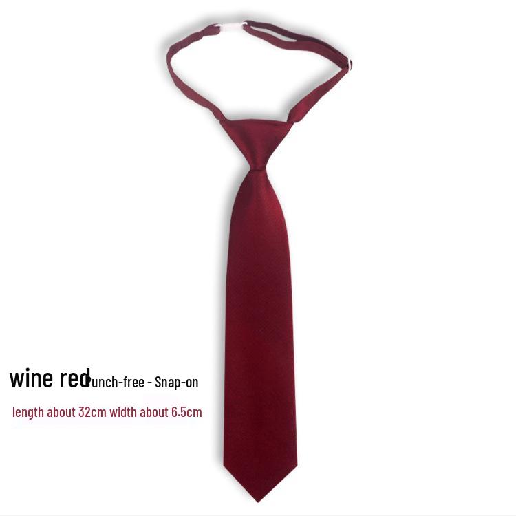 Korean Style No-Tie Lazy Insert Buckle Short Solid Color Tie for Girls - Black, Wine Red, Dark Green