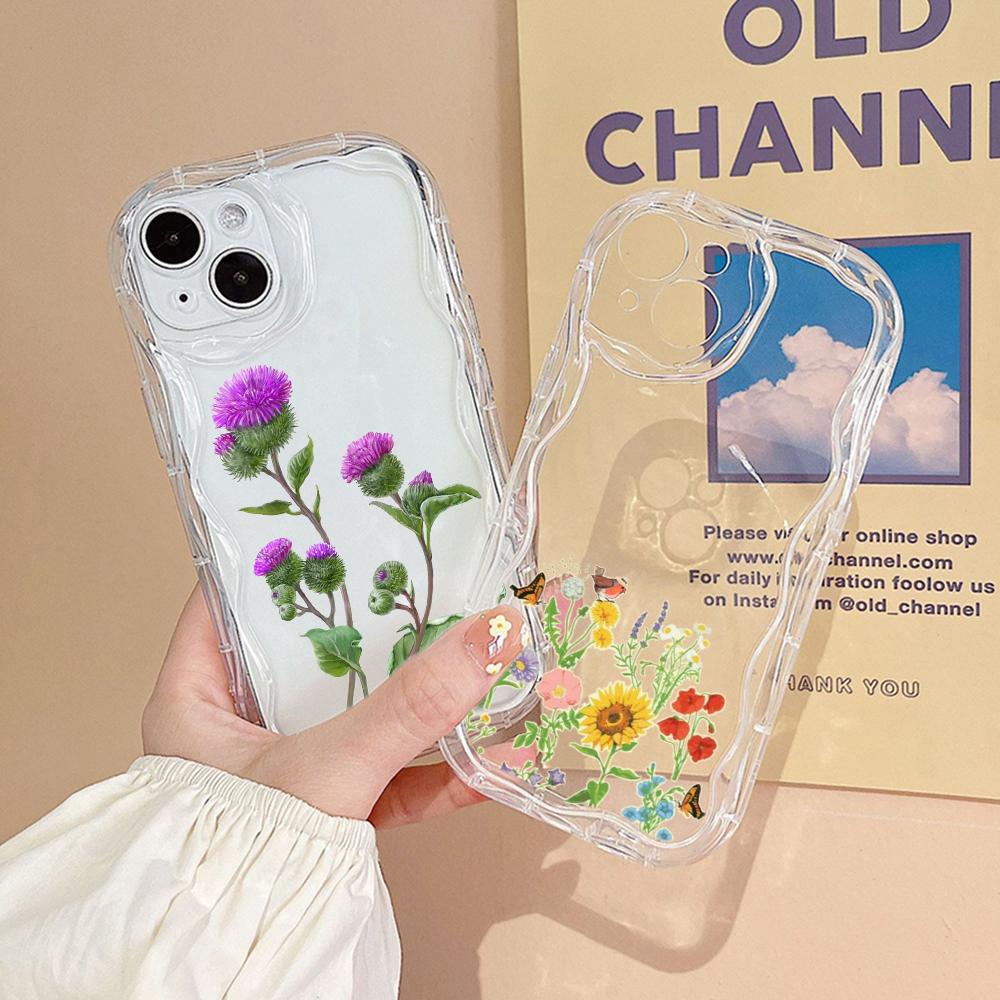 N75 Мягкие волнистые чехлы для телефонов с бабочками и цветами для Samsung A54 A34 A13 — фото 3