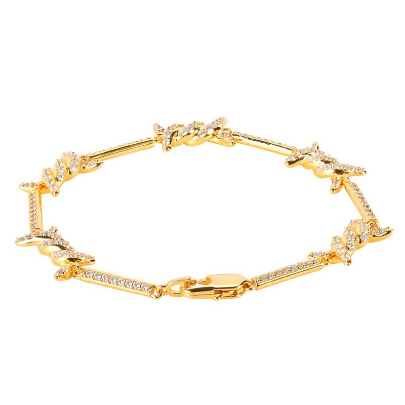 Hip Hop Miami Curb Bling Bling Bransoletki Cyrkonie Mosiądz Kryształ Kolczasta Kubańska Bransoletka Iced Out Kobiety Biżuteria