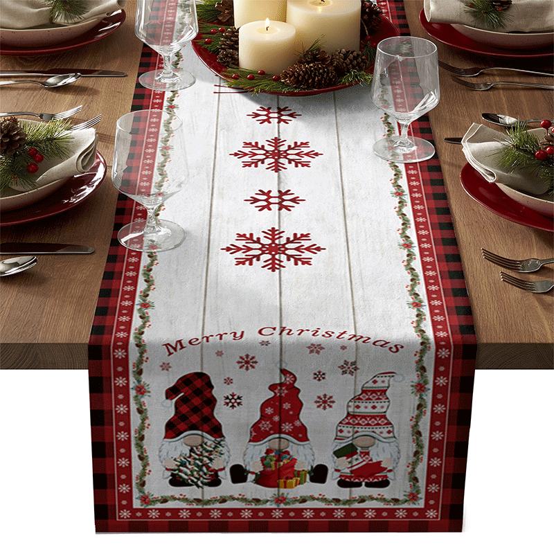 Long Cotton Linen Christmas Santa Table Runner Placemat Home Xmas Decoration NEW Long Cotton Linen Christmas Santa Table Runner Placemat Home Xmas Decoration NEW