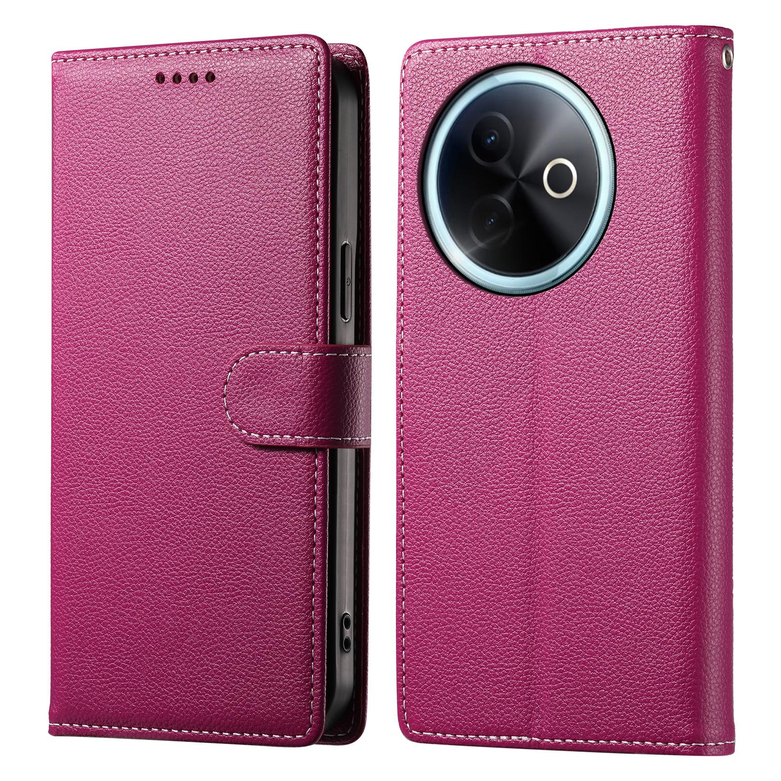 

For vivo Y39 5G Stand Case Litchi Texture Leather Wallet Phone Cover Magnetic Snap Rose