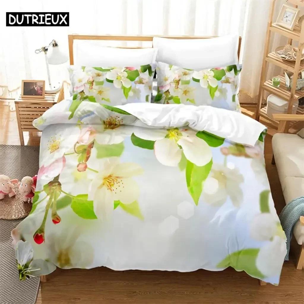 Green Leaf Flower Bedding Set For Bedroom Soft Modern Bedspreads Comefortable Kids Duvet Cover Quilt Cover And Pillowcase
