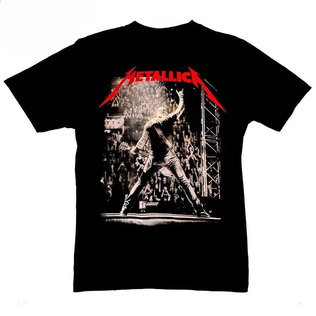 Men's T-shirt Streetwear Heavy Metal Band Metallica Oversized T-shirt Men Trendy Short Sleeve Cotton High Quality Loose Casual Female Male Clothing