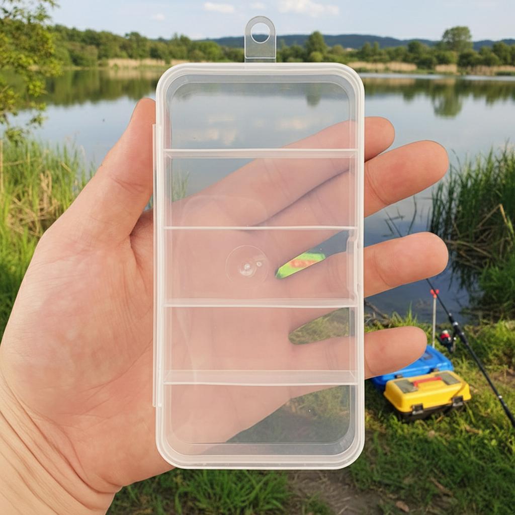 Mini 5 Compartment Plastic Bait Box Transparent Fishing Tackle Storage Box for Lure Hooks Outdoor Angling Accessories