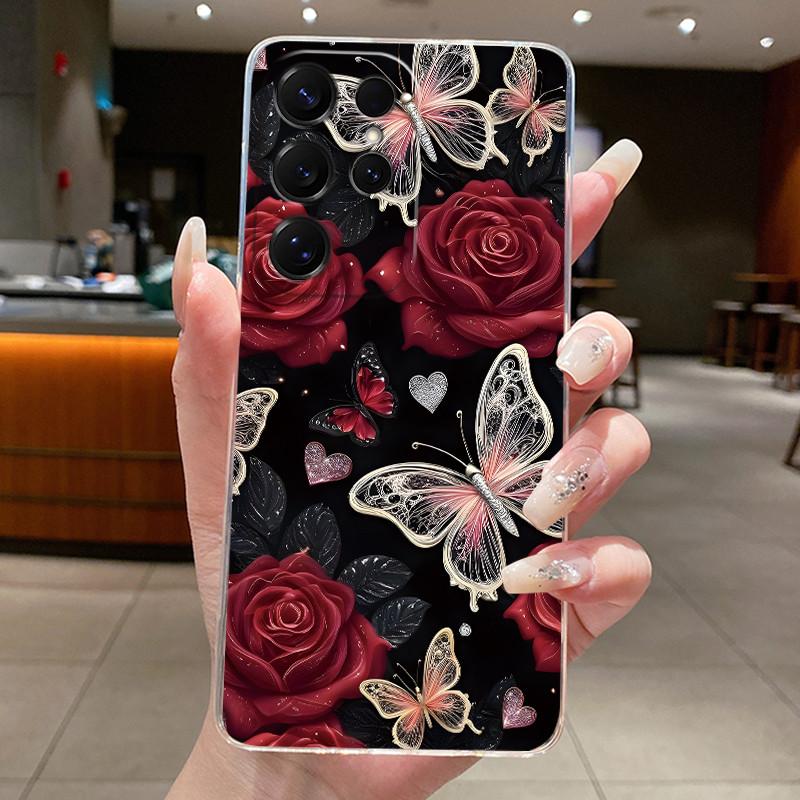 Bag Clear Case For New Hot Samsung Galaxy S26 Ultra S26 edge S 26 Plus Cover Luxury Pretty Butterfly Flower Soft TPU Phone Cases