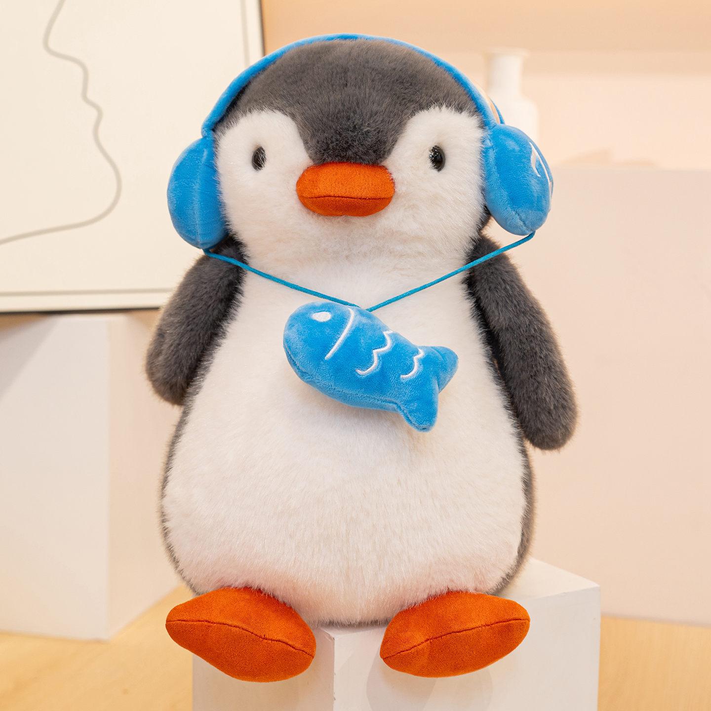 

Simulation earphones penguin plush toy small fish hanging neck doll navy penguin activity gift 25cm【0.227kg】