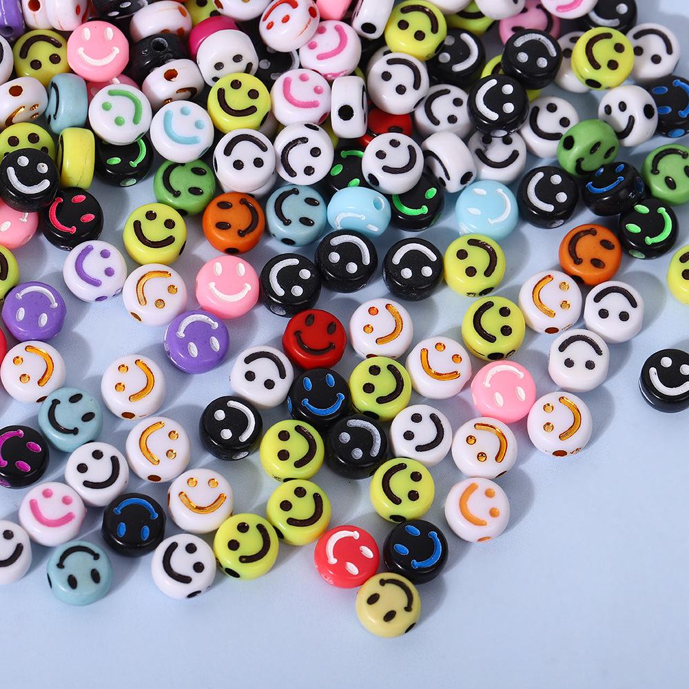 Smiley Face Acrylic Beads for DIY Jewelry - Round, Colored Beads for Children's Bracelets & Necklaces