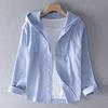 Camicia Estiva da Uomo Protezione Solare Anti-UV Manica Lunga con Cappuccio Coulisse Tinta Unita Monopetto Morbida Ampia Traspirante Cardigan Cappotto Top