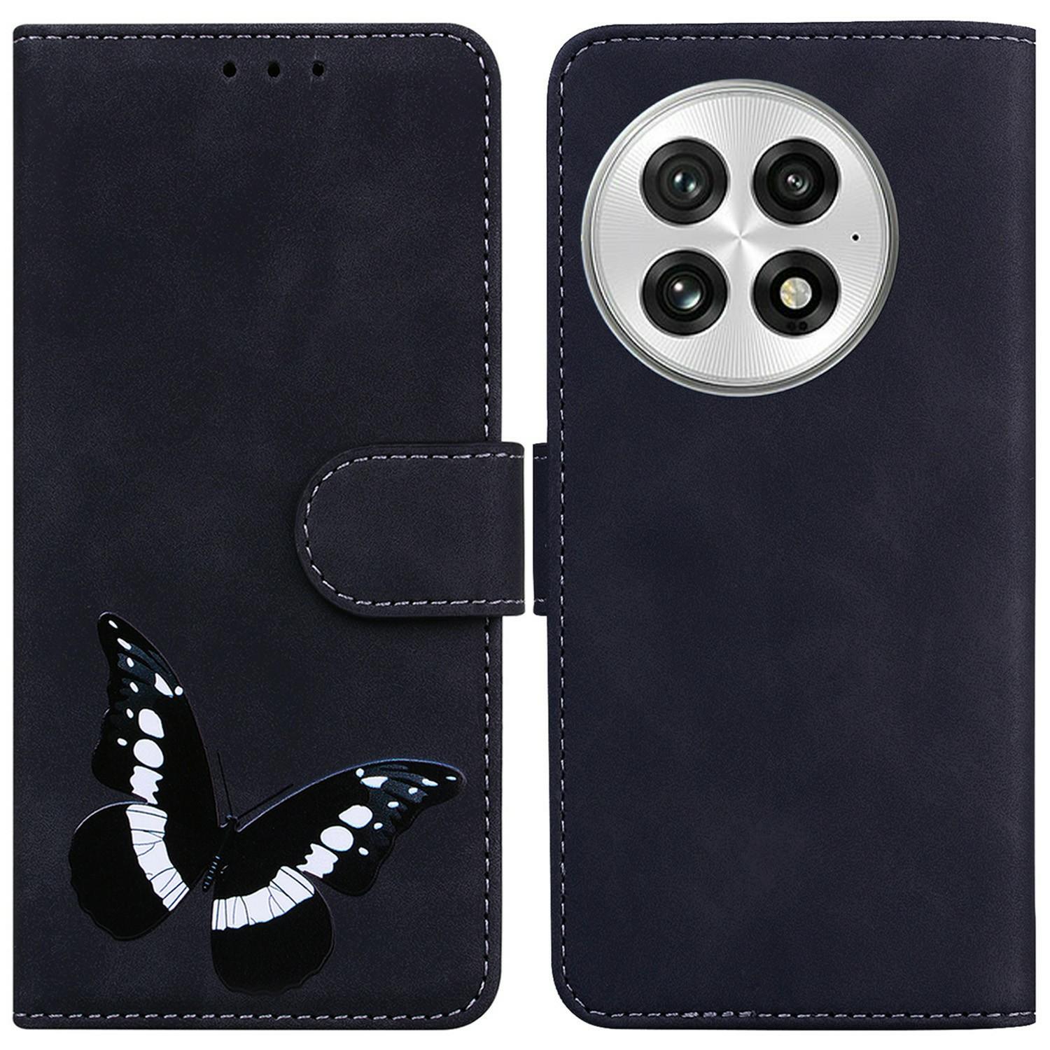 

For OnePlus 13 Stand Case PU Leather Phone Cover Butterfly Printed Black
