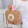 Yogodlns Reißverschluss Blume Strohtasche Münzbörse Niedliche Umhängetaschen Aufbewahrungskorb Handgefertigt Gewebt Damen Crossbody-Tasche Handtasche