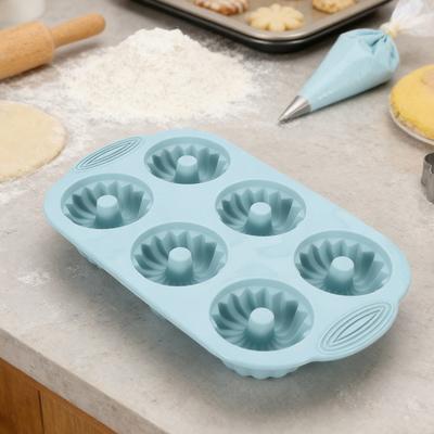 Stampo in Silicone per Torta a 6 Cavità Antiaderente per Alimenti Facile da Sformare Fai da Te Biscotti Rotondi Ciambelle Budino Cioccolato Fondant Gelatina Stampo da Forno
