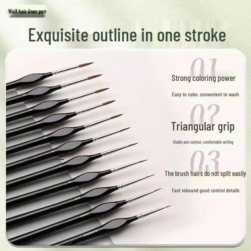 Custom Wear-Resistant Elastic Precision Brush for Line Drawing and Oil Painting with Triangular Handle and Wolf Hair