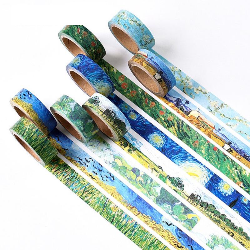 Van Goah Painting Washi Tape Starry Night Irises Apricot Adhesive Masking Tapes Deco Stickers A6186