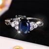 Luxuriöser blauer Zirkonstein Ovaler Fingerring Silberfarben Vintage Ehering Brautschmuck für Damen