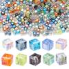 50Pcs/lot Square Faceted Crystal Beads Glass Cube Loose Beads for Jewelry Making DIY Crafts Bracelet Accessories Wholesale