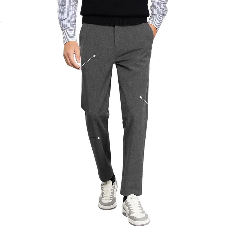 DANCING WOLVES [TR Wrinkle-Resistant] Business Commute Casual Pants, Crisp And Stylish Men's Casual Trousers, 001 Black, Size 28