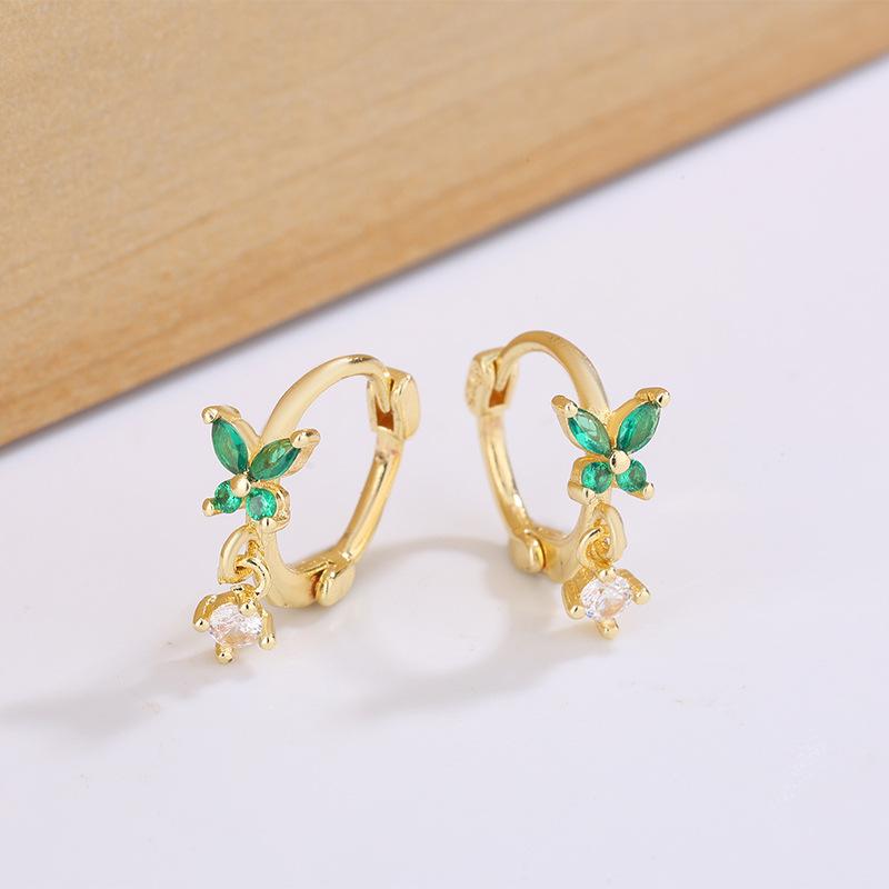 Fashionable Butterfly Zircon Earrings For Women Niche High End Sweet Versatile Hoops Charming Jewelry