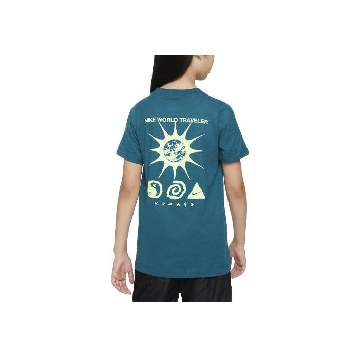 Nike Sportswear Logo Print Round Neck Short Sleeve T-Shirt Kids Tops Industrial-Blue FD3988-315