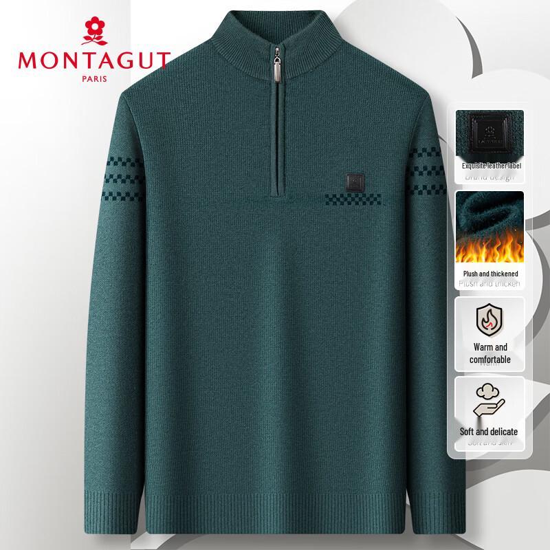 MONTAGUT Men's Half-Zip Fleece Lined Knit Sweater