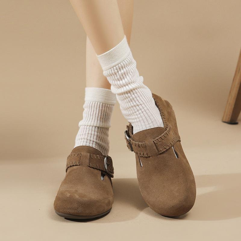 Retro flat-bottomed women's autumn new versatile fashion one-pedal casual Boken single shoes