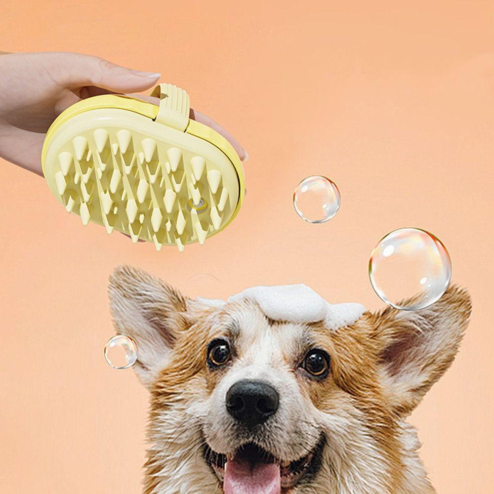 

Portable Pet Massage Brush Stain Removal Bath Scalp Massage Brush Exfoliating жовтий