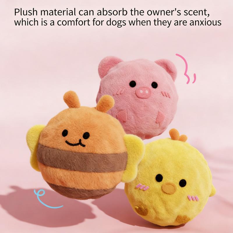 TPR Cartoon Training Ball Indestructible Plush Dog Play Toy With Squeaker Small Dogs Tough Toy Pet Supplies Tooth Chew Cute Toys