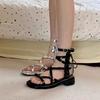Absolutely~ French Stunning Sandals Fairy Style with Skirt Bow Cross Strap Open-toed Thick Heel Beach Roman Shoes
