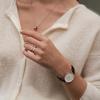 DANIEL WELLINGTON Clavicle Chain Texture Ring, Gilded Luster, Alloy Necklace, Same Style for Men and Women, Couple Model, Rose Gold N158N166