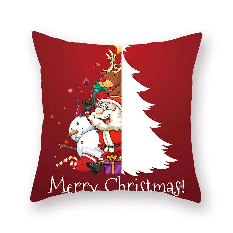 Cartoon Print Christmas Pillow Holiday Decoration Sofa Pillow Case Christmas Cushion