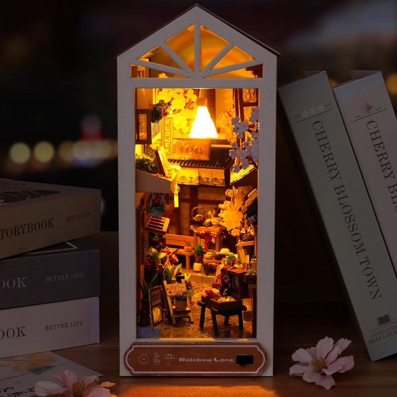 Book Nook Kit Diy Miniature House Dollhouse Kit For Adult And Teens Booknook Bookshelf Decor Alley Model Build With Led Light