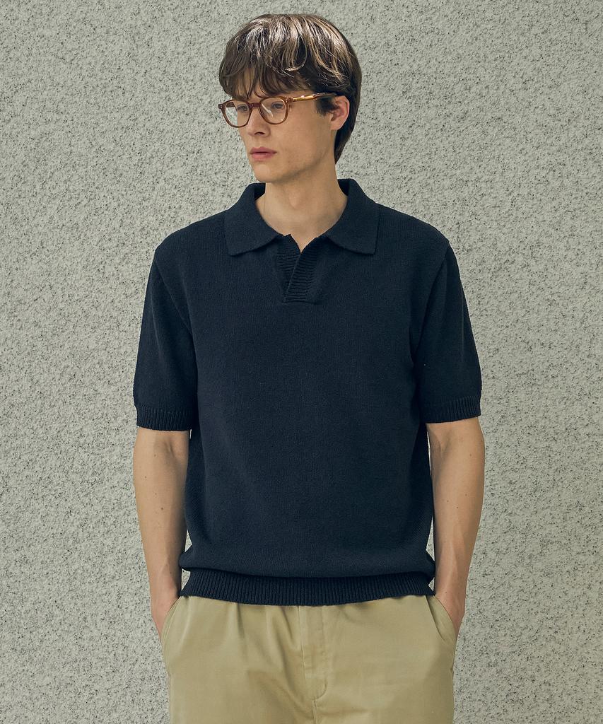 HALBKREIS LAYOUT T20015 Boucle Collar Knit_Navy