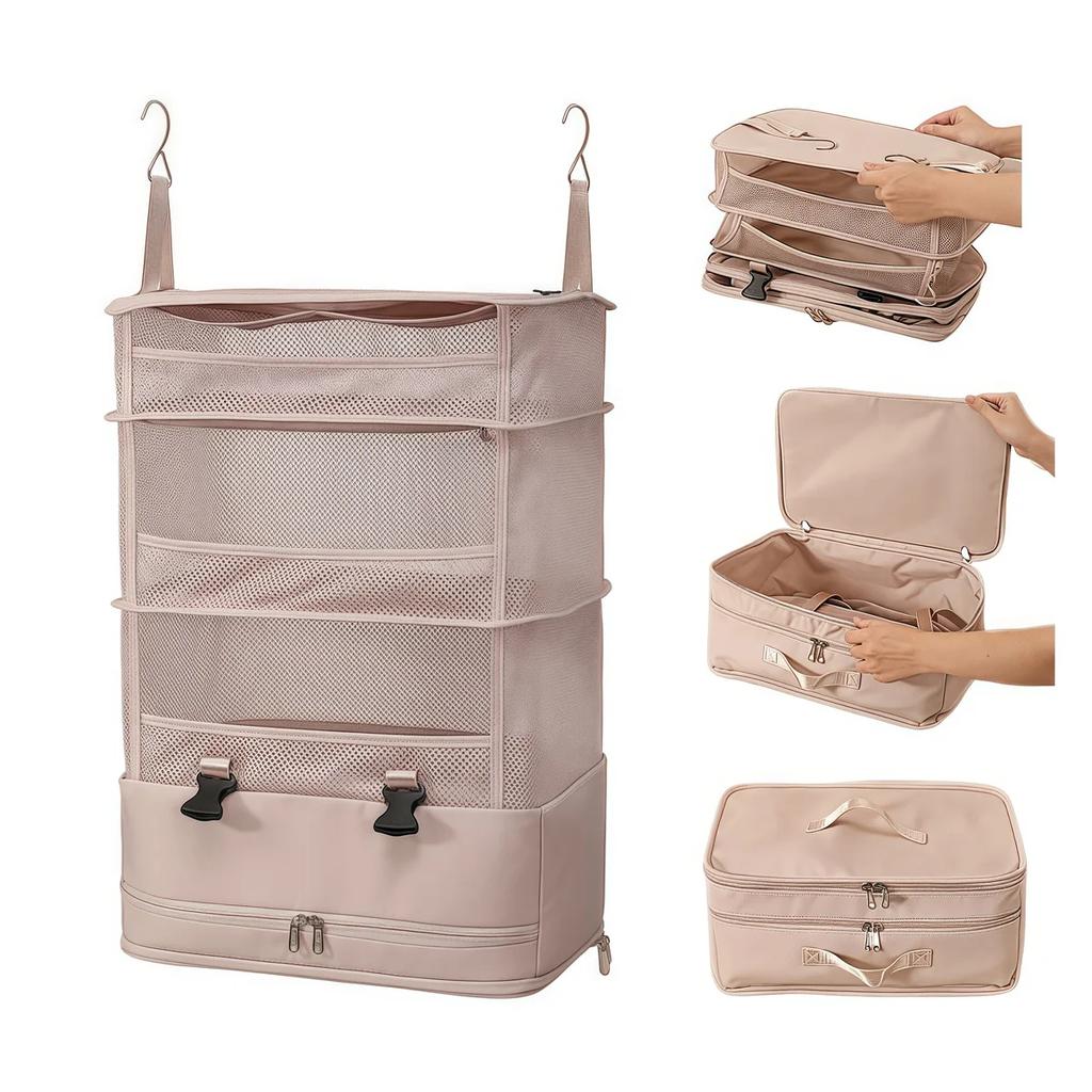 1pc Multifunctional Three-layer Hanging Travel Storage Bag Household Supplies Clothing Organizer Closet Organizer