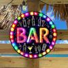 Mfoever Tin Sign Vintage Neon Effect BAR Cocktail Wine Bottle Themed Round Metal Tin Sign Retro Pub Man Cave Wall Decor Art Plaque