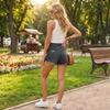 Shorts vaqueros de cintura alta para mujer, rotos, con dobladillo deshilachado, cierre de botón, rasgados, informales, de moda, vaqueros con bolsillos