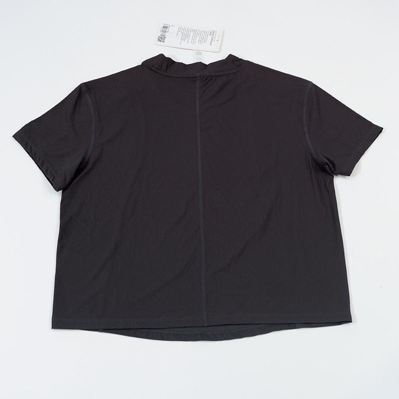 Women's Ribbed Nylon Yoga T-Shirt - Loose, Comfortable, and Casual for Fitness and Outdoor Activities