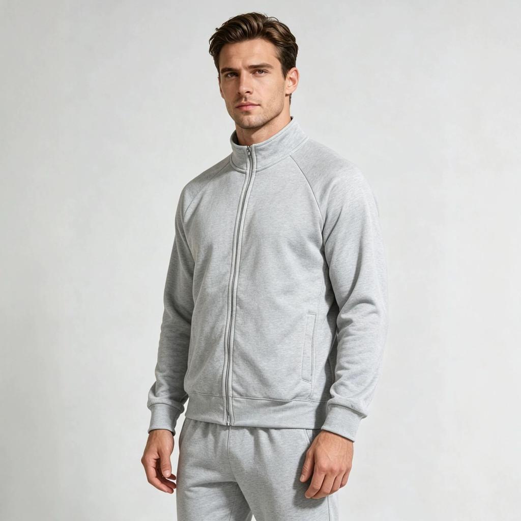 Mens Spring Hoodie With Stand Collar And Zipper Closure For Casual Athletic Wear