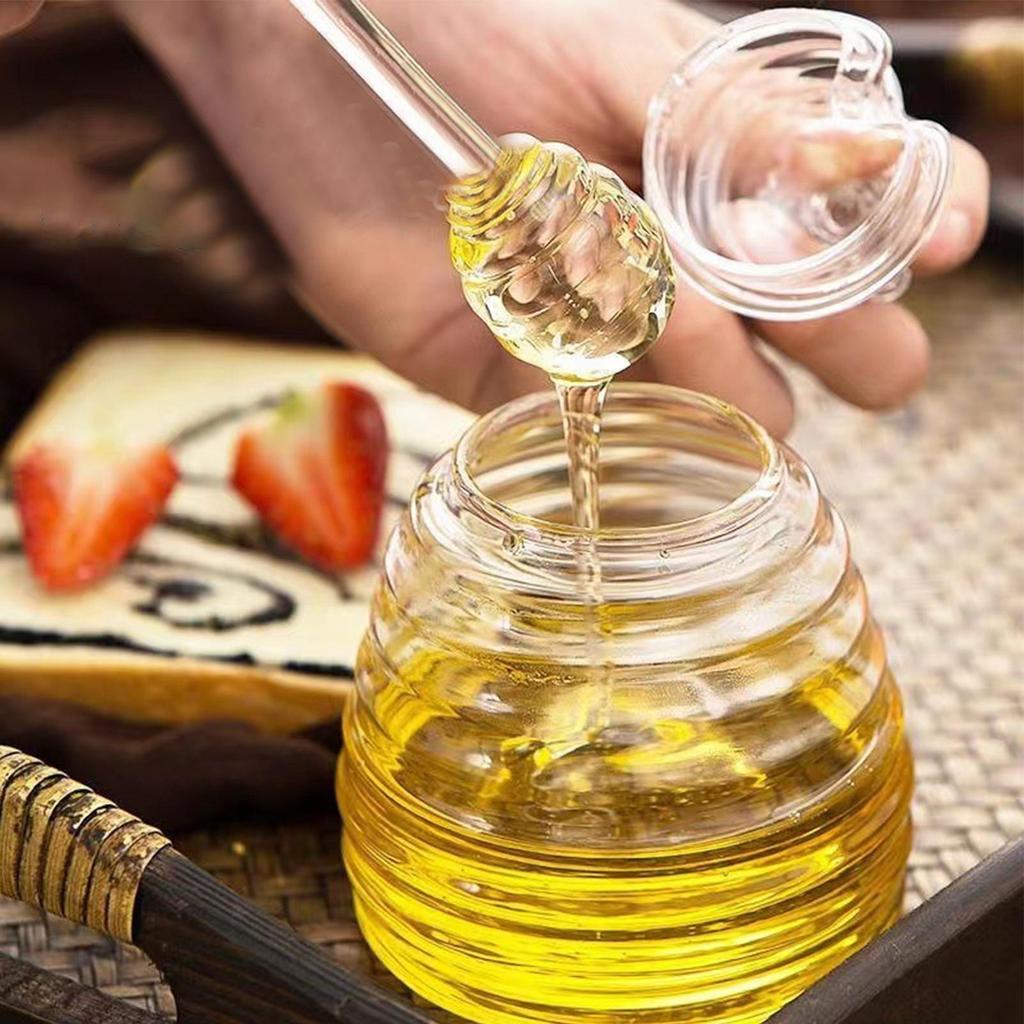 Glass Honeycomb Tank Honey Storage Container With Dipper And Lid Glass Honey Jar Honey Dispenser Jar Honeycomb Tank