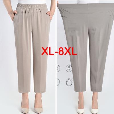 XL-8XL Summer Ice Silk Fat Mother Pants Middle-aged Old Women Pants Grandma Loose Pants Large