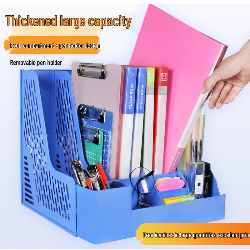 Four-Tier Desktop File Organizer with Storage Trays for Office Supplies
