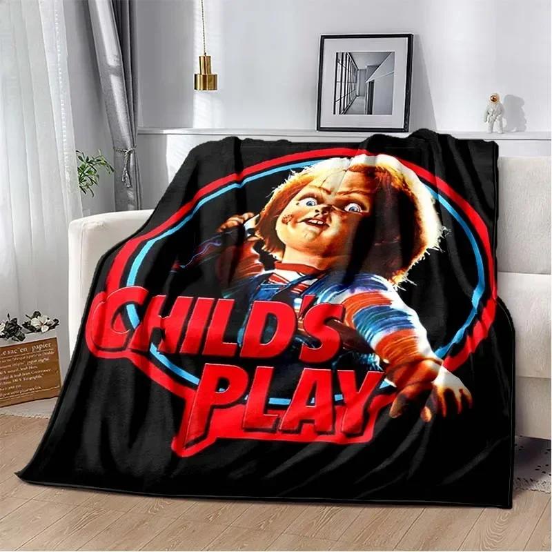 3D Horror Movie Character Chucky Saw Cartoon Area Blanket Fashion Soft Cozy Living room Bedroom Sofa Bed Travel Blanket