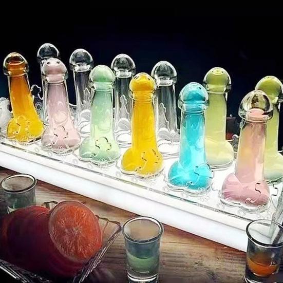2Pcs 100ML Taça de Vinho Engraçada Forma de Pênis Transparente Qualidade Alimentar Bar Boate Despedida de Solteiro Champanhe Uísque Cerveja Bebida Bebida Suco Coquetel Copo