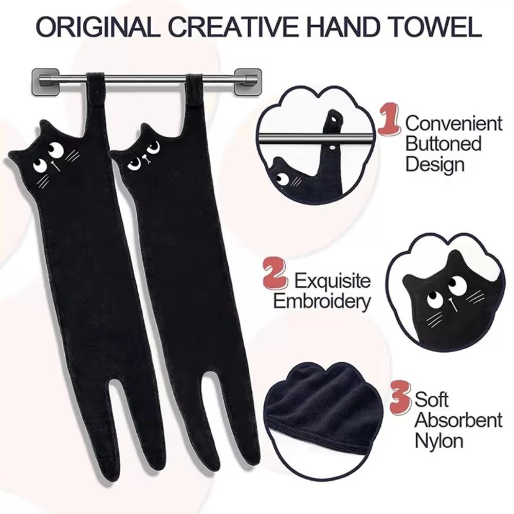 Soft Funny Cat Hand Towel Absorbent Microfiber Towel Cute Kitchen Towel  Bathroom