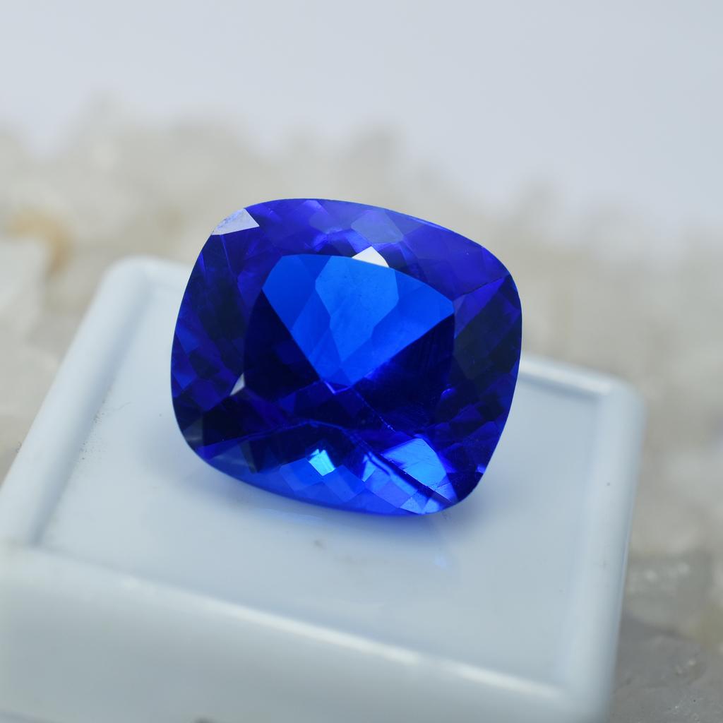 Natural Blue Tanzanite Loose Gemstone Cushion Shape 19.02 Ct for Jewelry Making and Gem Collections