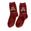 Ladies Autumn Winter Thickened New Sweet Cartoon Bear Wool Medium Tube Pile Socks