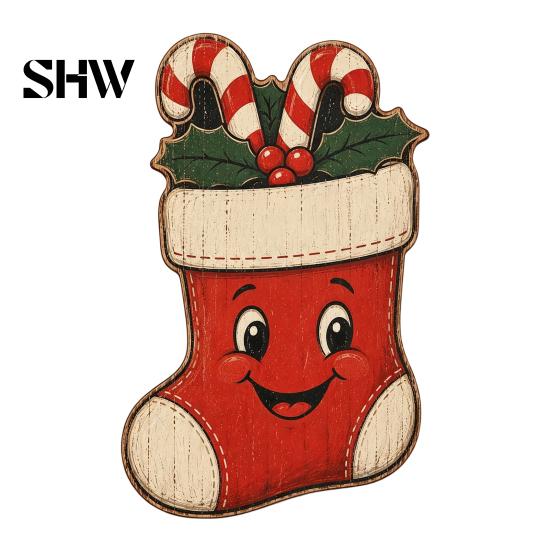 Decorative Shelf Statues Christmas Wooden Table Decorations, Santa Claus Snowman Reindeer Desktop Ornaments, Indoor Holiday Displays Distressed Tiered