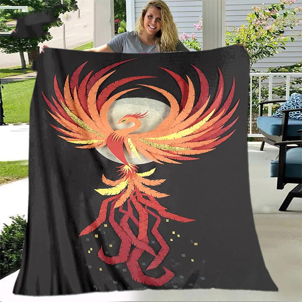 Inferno Phoenix Series digitalprinted polyester Bedroom velvet flannel cover blanket Fleece soft sofa cover blankets for beds