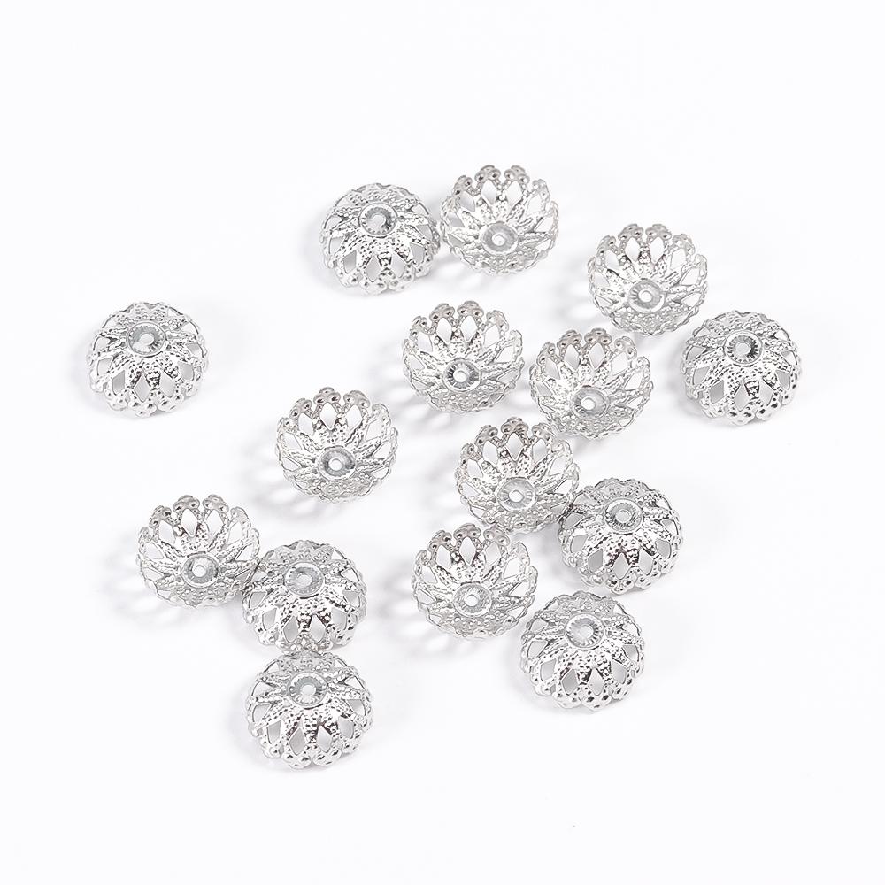 30/50/100PCS Flower Lotus Round Shape Stainless Steel Beads Caps Jewelry Findings Spacer Beads For Necklace Bracelets Making
