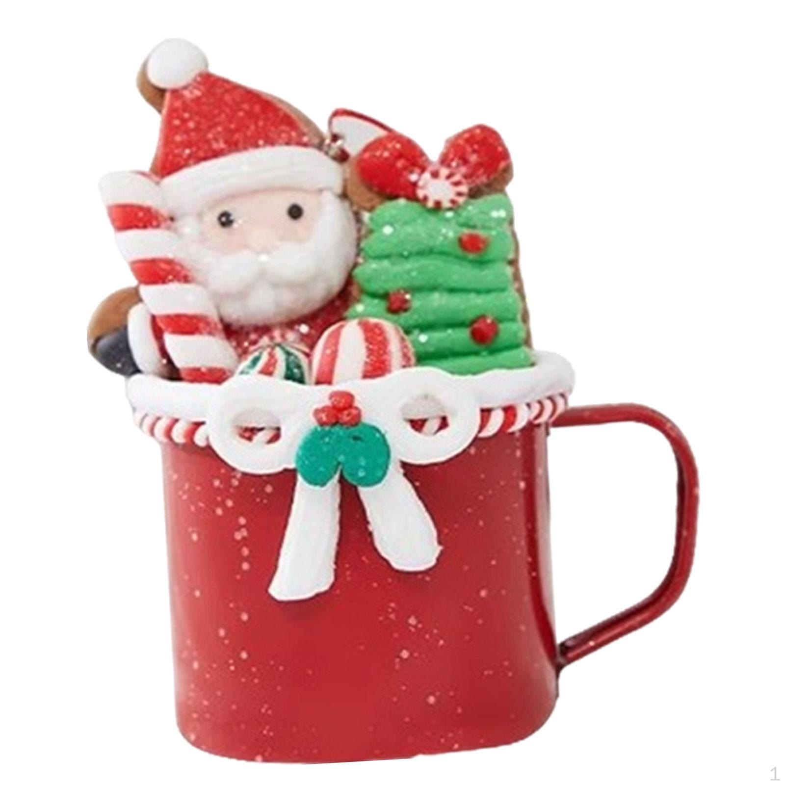 

Рождественская кружка для кофе, подвесное украшение 2,3x2,3x4,3 дюйма, милая мягкая керамика для декора комнаты и офиса Santa